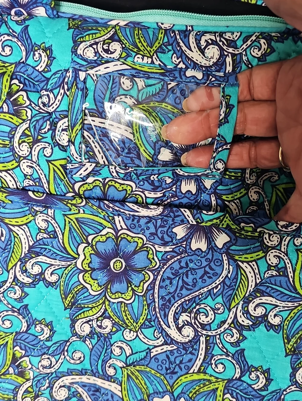 Vera Bradley Retired Blue Floral Quilted Crossbody Tote Bag/Computer Bag